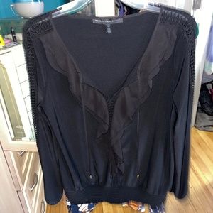 White House black market brand new black blouse with lace detail on sides